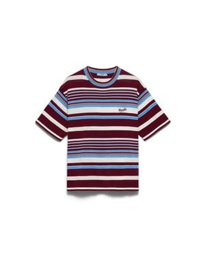 Prada Striped Cotton Crew-Neck Jumper, Amaranth/Light - Blue