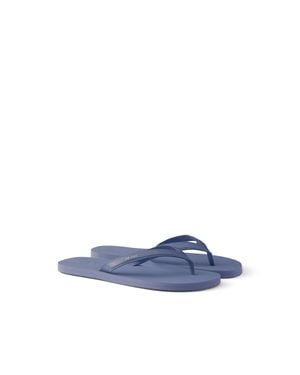 Prada Brushed Leather Flip-Flops, Size 5 - Blue