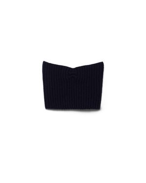 Prada Wool And Cashmere Bandeau Top With Pendant - Blue