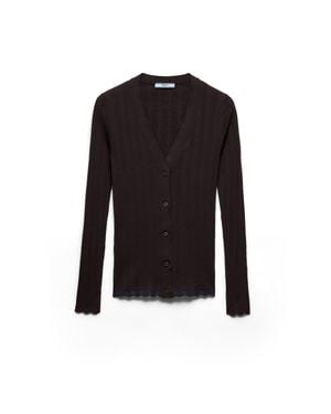 Prada Strickjacke Aus Wolle, Damen, Größe - Schwarz