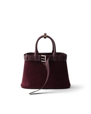 Prada Sac Buckle En Veau Velours Avec Ceinture, Femme - Rouge