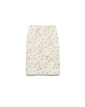 Prada Floral-Print Quilted Satin Skirt - White