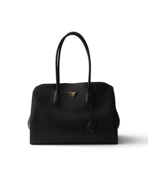 Prada Large Leather Tote Bag - Black