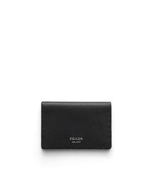 Prada Antiqued Leather Card Holder - Black