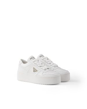 Prada Downtown Bold Leather Sneakers - White