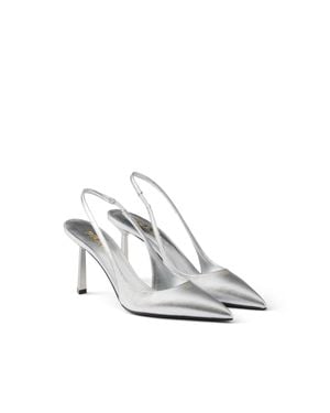 Prada Patent Saffiano Leather Slingback Court Shoes - White