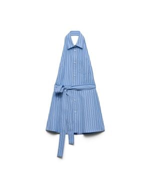 Prada Sleeveless Striped Poplin Shirt - Blue