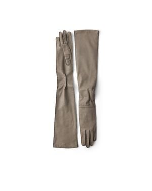Prada Leather Long Gloves, Size 7 - Natural
