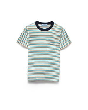 Prada Cotton Stripe Lisle T-Shirt - Blue