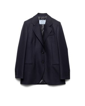 Prada Chevron Triangle-Logo Blazer - Blue