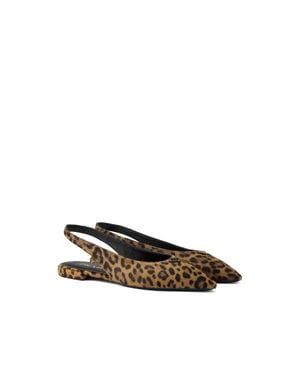 Prada Printed Leather Ballerinas, Honey - White