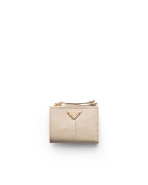 Prada Small Leather Wallet, Travertine Stone - White