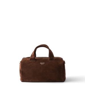 Prada Small Suede Duffle Bag - Brown