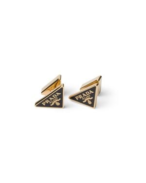 Prada Enameled Metal Earrings - Metallic