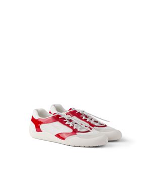 Prada Speedrock Patent Leather And Mesh Fabric Trainers - Pink