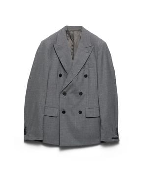 Prada Double-Breasted Wool Jacket - Grey