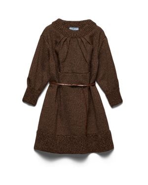 Prada Mouliné Wool Mini-Dress - Brown