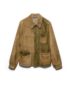 Prada Suede Blouson Jacket - Natural
