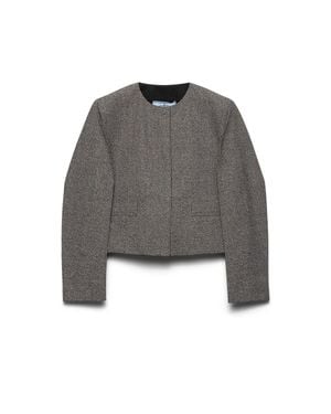 Prada Cotton-Wool Cropped Jacket - Grey