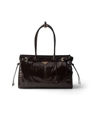 Prada Große Bonnie Handtasche Aus Leder, Damen - Schwarz