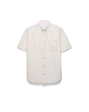 Prada Short-Sleeved Chambray Shirt, Ecru - White