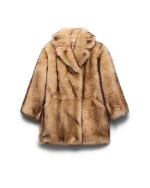 Prada Shearling Caban Jacket - Natural