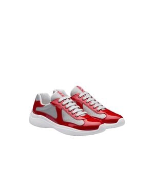 Prada Patent Leather And Technical Fabric America's Cup Sneakers, Size 5 - Red