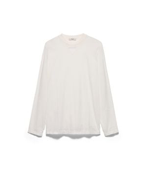 Prada Long-Sleeved Garment-Dyed Jersey T-Shirt - White