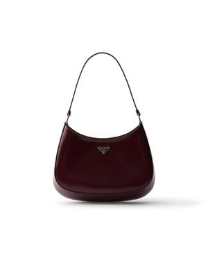 Prada Cleo Brushed Leather Shoulder Bag, Burgundy - Purple
