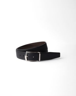 Prada Reversible Saffiano Leather Belt, /Coffee - Black