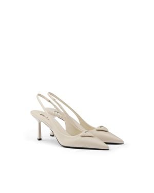 Prada 75Mm Leather Slingback Pumps - White