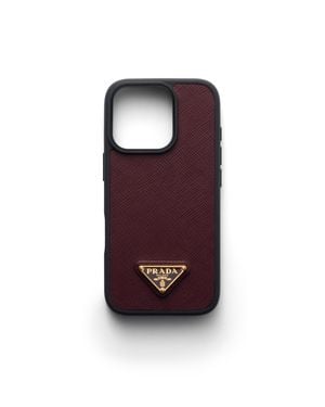 Prada Saffiano Leather Case For Iphone 16 Pro Max in Black | Lyst