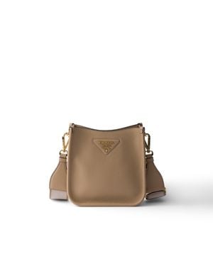 Prada Mini Leather Shoulder Bag - Natural