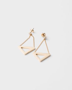 Prada Eternal Gold Cut-out Drop Earrings In Yellow Gold With Diamonds - Natural