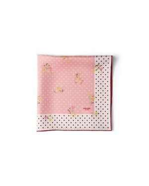 Prada Bedruckter Schal Aus Seidentwill 55 Damen - Pink