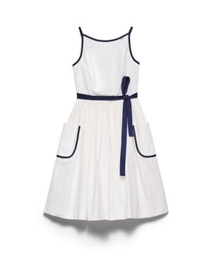 Prada Slubbed Toile Sleeveless Dress - White