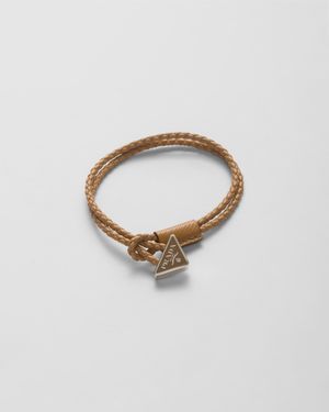 Prada Braided Nappa Leather Bracelet - Metallic