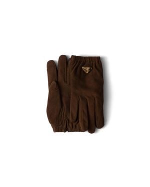 Prada Suede Gloves, Size 7 - Brown