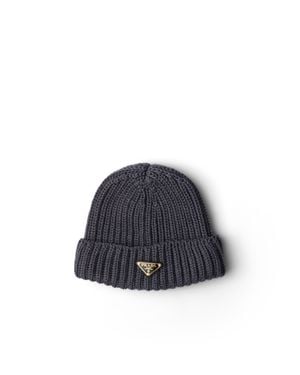Prada Wool Beanie, Slate - Blue