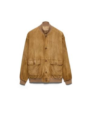 Prada Suede Blouson Jacket - Natural