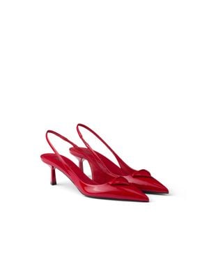 Prada Patent Leather Slingback Court Shoes - Red