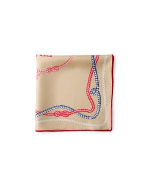Prada Printed Silk Twill Scarf 55 Camel - White