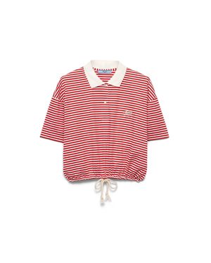 Prada Striped Jersey Polo Shirt - Pink
