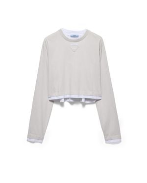Prada Long-Sleeved Jersey T-Shirt - White