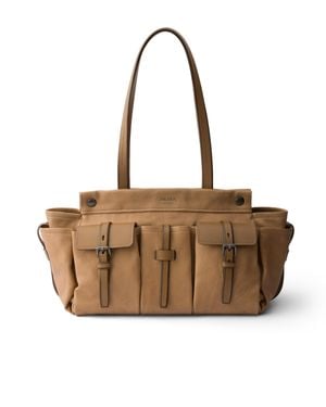Prada Route Large Leather Tote Bag - Brown