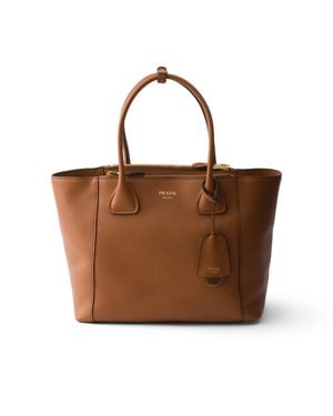 Prada Große Tote Bag Aus Leder, Damen - Braun