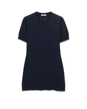 Prada Openwork Cotton Mini-Dress - Blue
