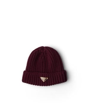 Prada Wool Beanie, Amaranth - Red