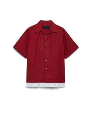 Prada Cotton Blend Fringed Bowling Shirt - Red