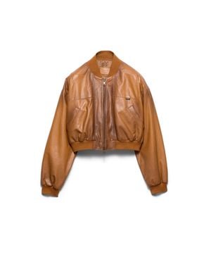 Prada Kurze Jacke Aus Nappa-Leder, Damen, Größe - Braun